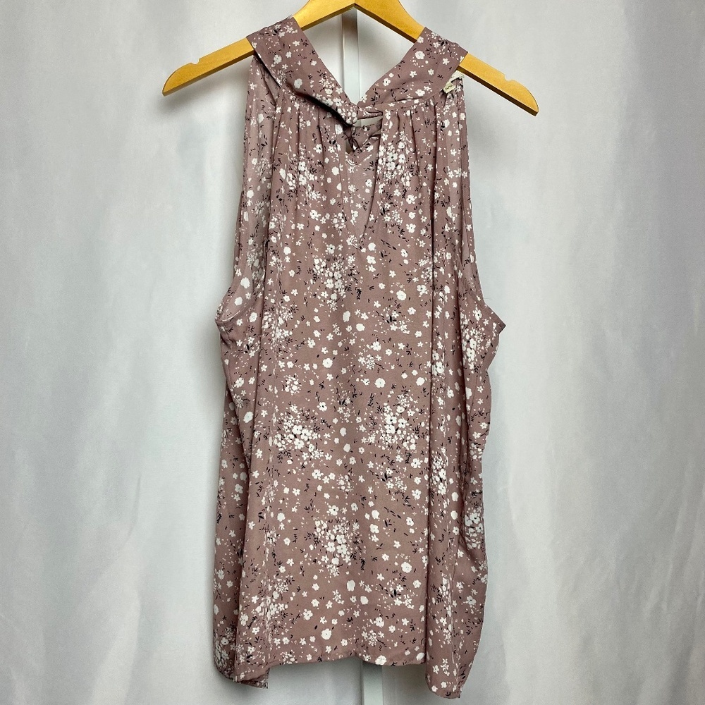 Tamara H Womenʻs Mauve Floral Print Sleeveless Blouse